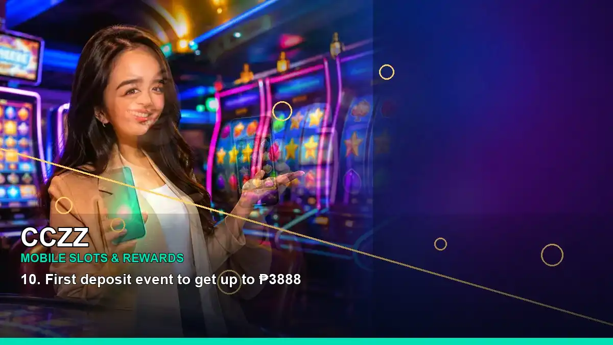 CCZZ VIP casino rewards featuring an adult Filipina casino host with a left-framed composition